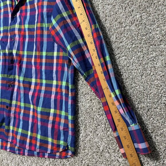 Luchiano Visconti Mens XL Multicolor Plaid Long Sleeve Button-Up Shirt - Picture 8 of 9